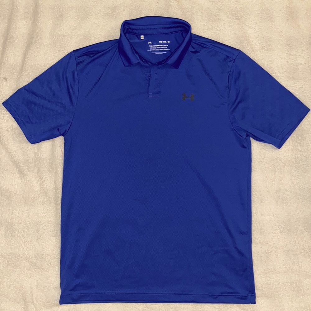 Medium Under Armour Solid Blue Performance Polo